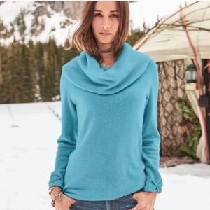 SUNDANCE WOMENS SWEET SENTIMENTS 100% CASHMERE COWL NECK SWEATER TEAL SIZE SMALL